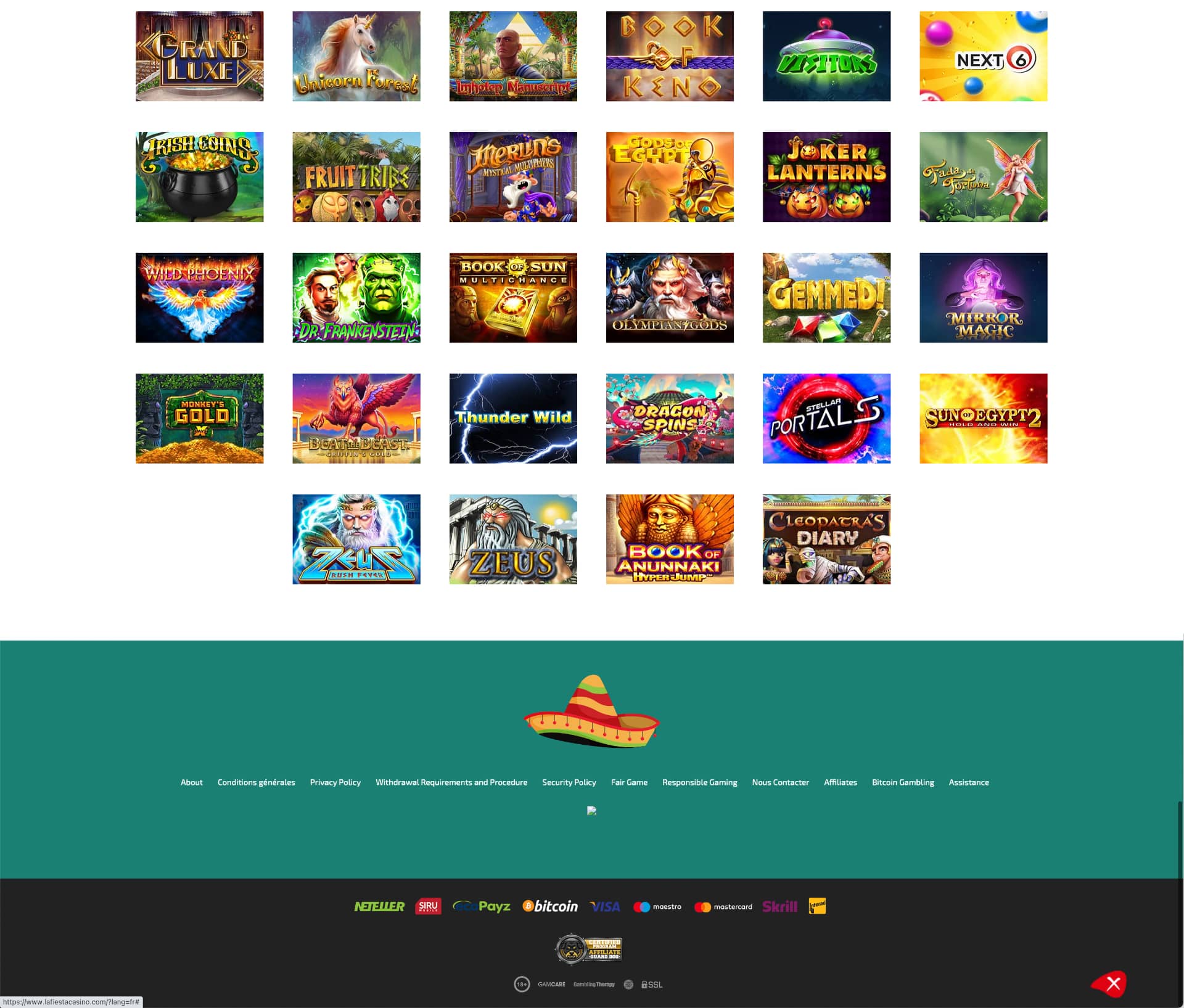 les bonus sur la fiesta casino